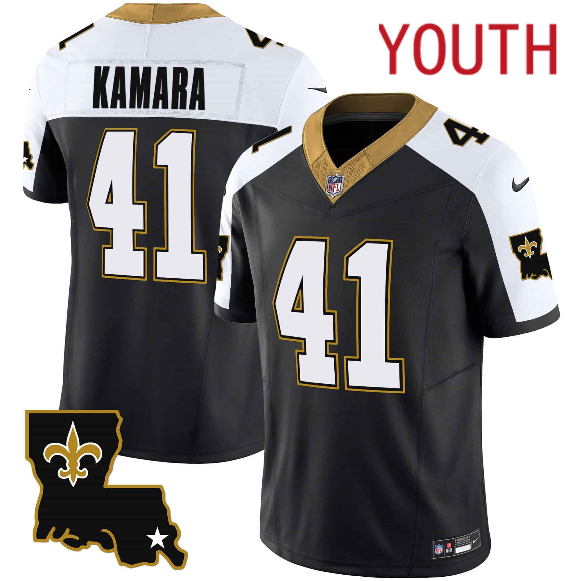 Youth New Orleans Saints #41 Kamara Black 2024 Nike 1987 Legacy Vapor Limited NFL Jersey